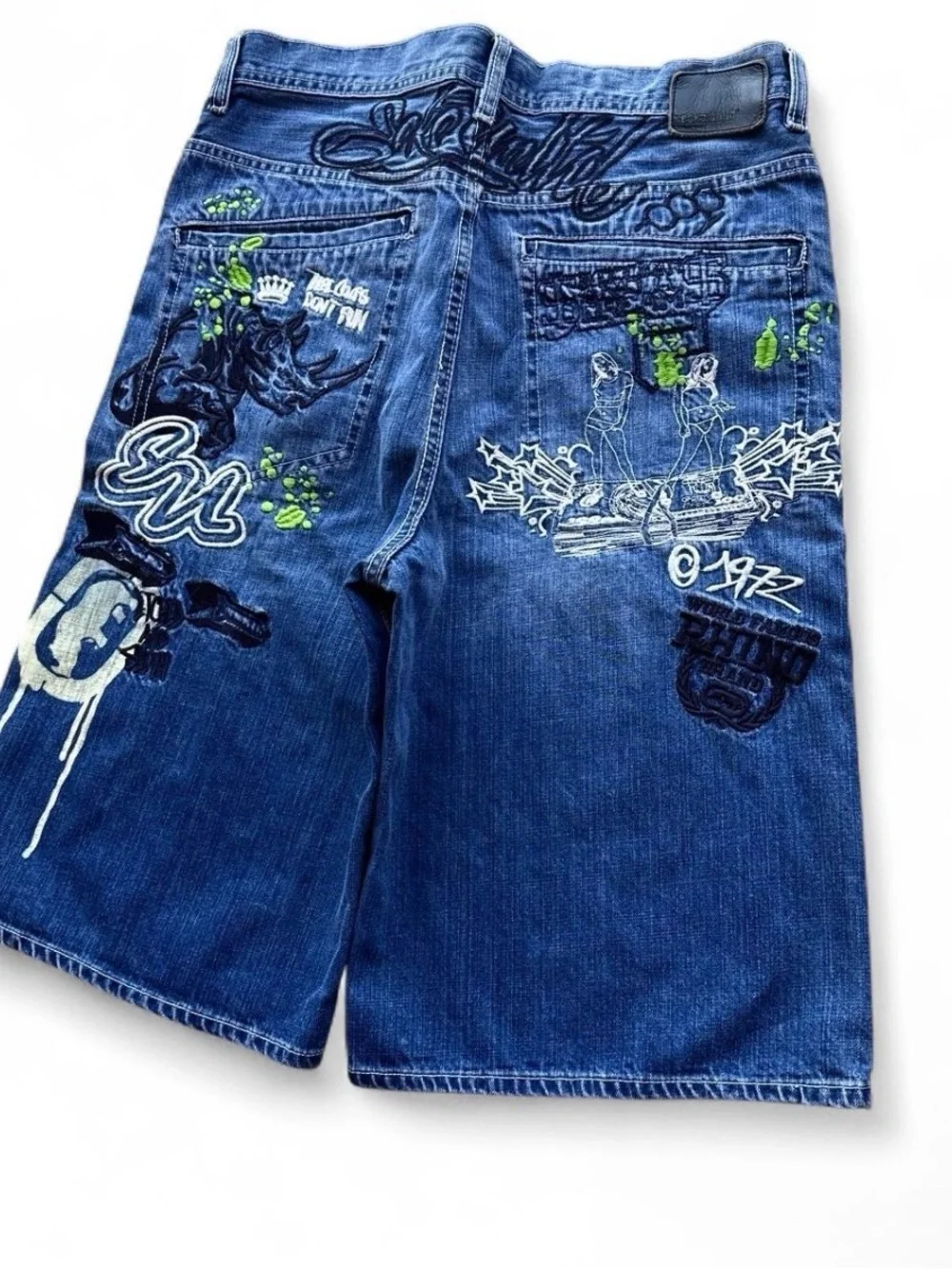 Y2K Ecko Unltd Embroidered Baggy Denim Jorts Jean Shorts